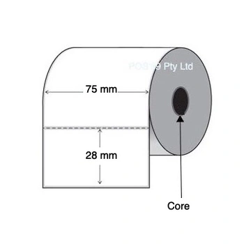 Thermal Transfer Labels 75mm x 28mm Removable Perforated (6 Rolls of 1,500 LPR)
