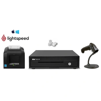 LightSpeed DESKTOP RETAIL R-Series and X-Series Bundle - Receipt Printer, Corded Scanner, Cash Drawer, Paper