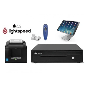 LightSpeed iPad R-Series and X-Series Bundle - Receipt Printer, 2D Cordless Scanner, iPad Stand, Cash Drawer, Paper