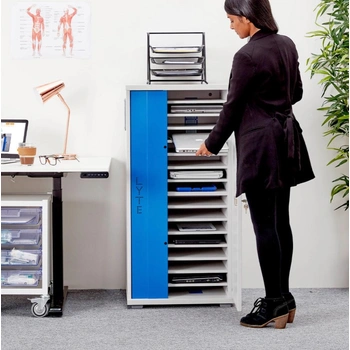 LapCabby Lyte 16 Device Single Door Horizontal Static AC Charging Cabinet - Laptops, Tablets & Chromebooks 15"