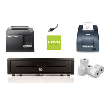 Lavu POS Bundle no.1 - Cafe/Restaurant Bundle -  Counter Receipt Printer + Kitchen Printer + Cash Drawer + Paper