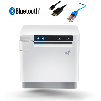 STAR mC-Print3 Thermal Receipt Printer - Auto-cutter, Bluetooth, USB, Ethernet - White