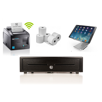 Neto MaroPost iPad Bundle No.11 - STAR TSP143 WLAN Wifi Printer, Cash Drawer, Paper, iPad Stand