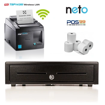 Neto MaroPost iPad/PC/Mac Bundle No.13 - STAR WLAN Wifi Printer, Cash Drawer, Paper