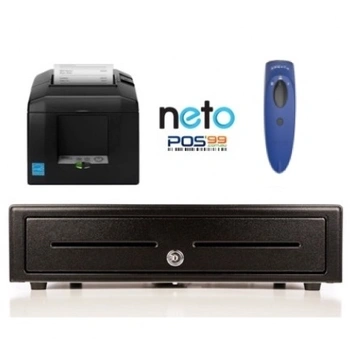 NETO MaroPost Compatible Mac/PC/iPad Bundle no.15 Receipt Printer, 2D Cordless Scanner, Cash Drawer