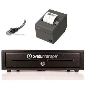 Ovatu Manager Bundle no.1 - Epson TM-T82III Receipt Printer + Cash Drawer Bundle (Ethernet, Black)