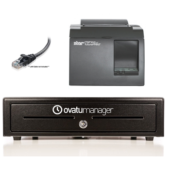 Ovatu Manager Bundle no.2 - Star TSP143 Receipt Printer Cash Drawer Bundle (Ethernet, Black)