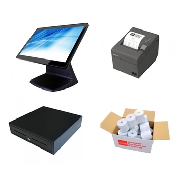 Touch Screen Bundle - ELEMENT J6412 15.6 Inch POS Terminal + Epson TM-T82iV USB Thermal Printer + EC410 Cash Drawer + Paper