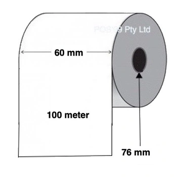 Direct Thermal Labels 60mm x 100m x 76mm Continuous Permanent (4 Rolls)
