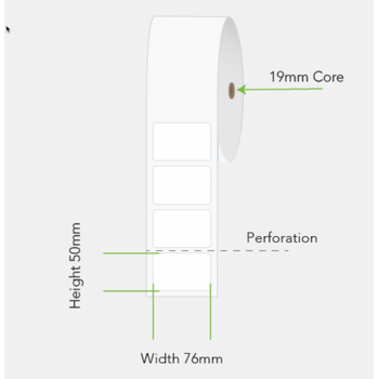 Direct Thermal Labels 76mm x 50mm x19mm Core (24 Rolls of 170) Permanent Mobile