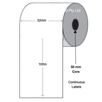 Inkjet Labels 32mm x 100m x 50mm Core Permanent (Matt, Gloss) Continuous Backslit