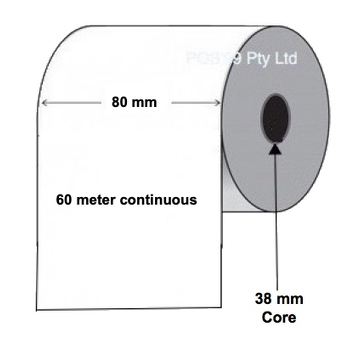 Thermal Transfer Labels 80mm x 60m x 38mm Continuous Permanent Synthetic
