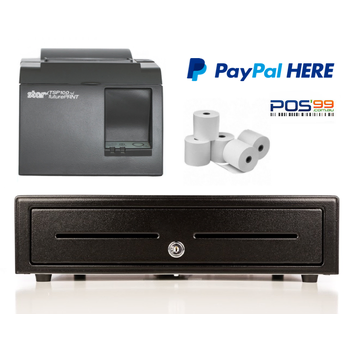 iPad, iPhone, Android Paypal Here Bundle no.1 STAR TSP143LAN Printer, Cash Drawer, Paper