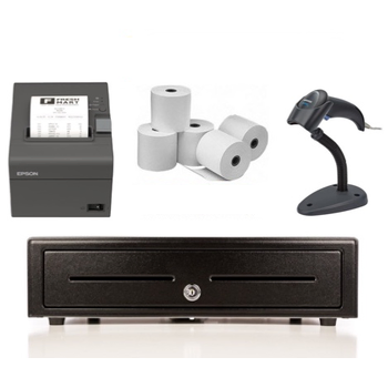 Simple Salon Bundle No.1 - USB Receipt Printer, USB Scanner, Cash Drawer, Paper (Windows or Mac)