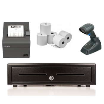 Simple Salon Bundle No.2 - USB Receipt Printer, Cordless Scanner, Cash Drawer, Paper (Windows or Mac)
