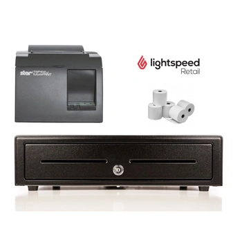 LightSpeed Retail X-Series and R-Series POS Bundle no.1 STAR TSP143LAN Printer, Cash Drawer, Paper