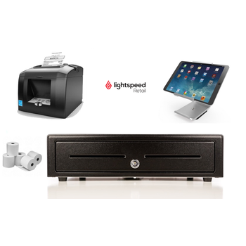 LightSpeed Retail X-Series POS Bundle No.15 -  Bluetooth Printer, Cash Drawer, Paper, iPad Stand