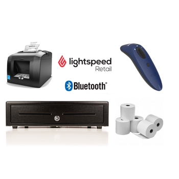 LightSpeed Retail X-Series Bundle No.20 - Bluetooth Receipt Printer, Bluetooth Scanner, Cash Drawer, Paper