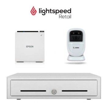 Lightspeed Retail X-Series and R-Series White POS Bundle No.38 - White Receipt Printer, Cash Drawer, Scanner