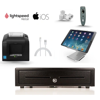 Lightspeed Retail X-Series POS (Vend)  iPad Compatible Bundle No.50 - CORDED Receipt Printer & Cash Drawer (Optional iPad Stand, Scanner, Paper)
