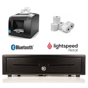 LightSpeed Retail X-Series POS Bundle No.2 - Compatible Bluetooth Printer, Cash Drawer, Paper