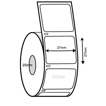 Direct Thermal Labels 27mm x 27mm (5 Rolls of 2,000)