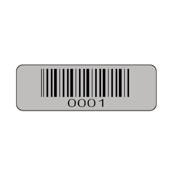 Pre-Printed Silver Mylar Labels 28mm x 10mm Asset Labels
