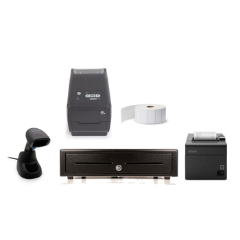 Retail Express Label Bundle -  Label Printer, Labels, Receipt Printer, Barcode Scanner, Cash Drawer