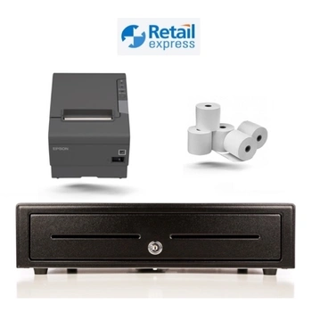 Retail Express Bundle 20 - Epson TM-T82III Receipt Printer (USB or Ethernet) + Cash Drawer (Optional Paper)