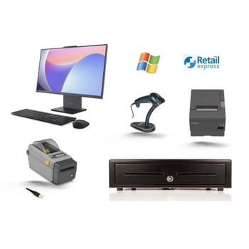 Retail Express Bundle No.21 - 24" Touch POS Terminal, Epson Receipt Printer, Scanner, Cash Drawer, Barcode Label Printer