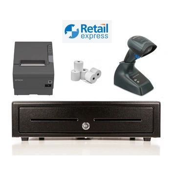 Retail Express Bundle No.4 - Thermal Receipt Printer, Cordless Scanner, Cash Drawer, Paper