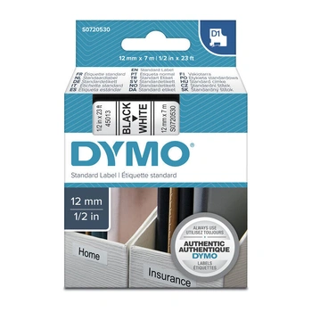 DYMO D1 Label Tape 12mm x 7m, Black on White (S0720530)