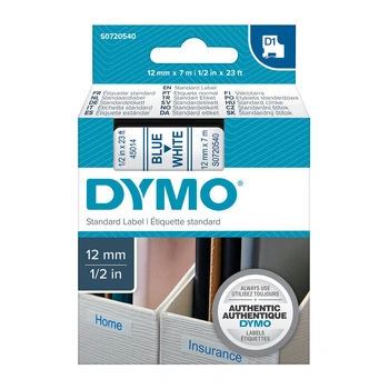 DYMO D1 Label Tape 12mm x 7m, Blue on White (S0720540)