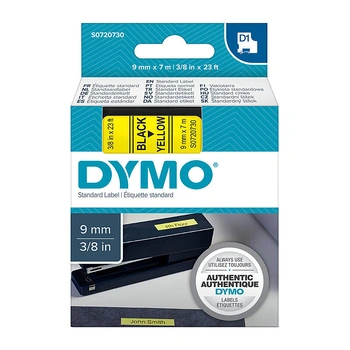 DYMO D1 Label Tape 9mm x 7m, Black on Yellow (S0720730)