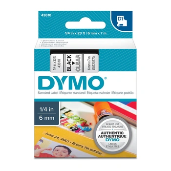 DYMO D1 Label Tape 6mm x 7m, Black on Clear (S0720770)