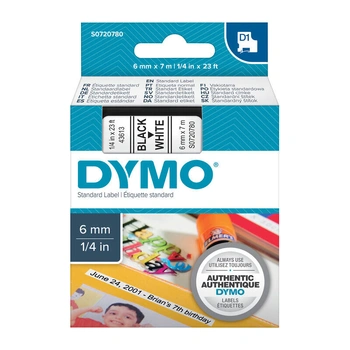 DYMO D1 Label Tape 6mm x 7m, Black on White (S0720780)