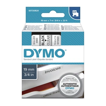 DYMO D1 Label Tape 19mm x 7m, Black on Clear (S0720820)