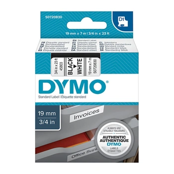 DYMO D1 Label Tape 19mm x 7m, Black on White (S0720830)