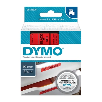 DYMO D1 Label Tape 19mm x 7m, Black on Red (S0720870)