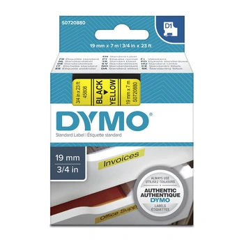 DYMO D1 Label Tape 19mm x 7m, Black on Yellow (S0720880)
