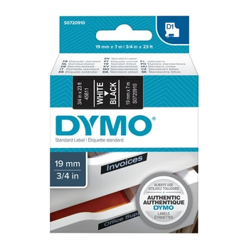 DYMO D1 Label Tape 19mm x 7m, White on Black (S0720910)