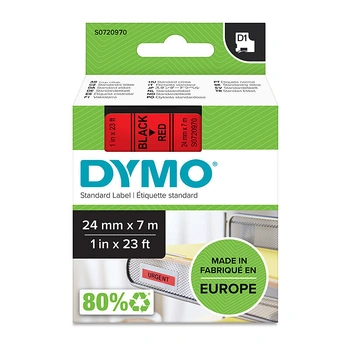 DYMO D1 Label Tape 24mm x 7m, Black on Red (S0720970)