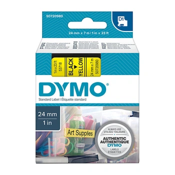DYMO D1 Label Tape 24mm x 7m, Black on Yellow (S0720980)