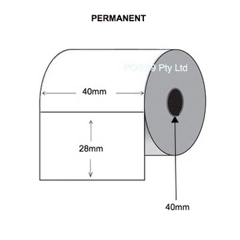 Direct Thermal Labels 40mm x 28mm x 40mm Core (28 Rolls of 1,250) - Permanent