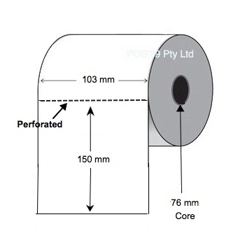Direct Thermal Labels 103mm x 150mm x 76mm Core (3 Rolls of 1,000 LPR) Permanent Perforated