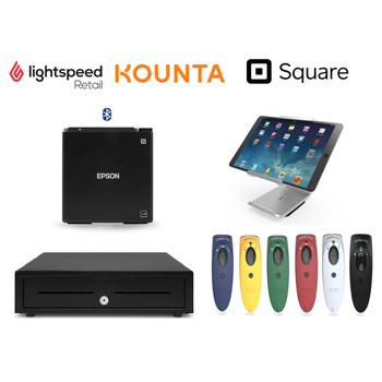 Shopify, Kounta and Lightspeed iPad Bluetooth POS Bundle (Receipt Printer, 2D Scanner, Cash Drawer)