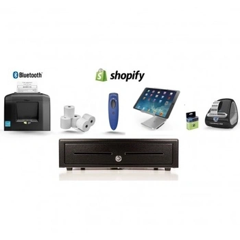Shopify Bundle No.20 - STAR Bluetooth Printer, iPad Stand, 2D Socket Scanner, Cash Drawer, Paper, Label Printer, Labels