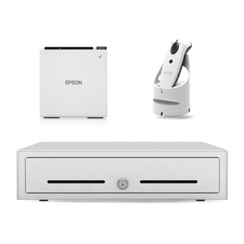 Shopify Bundle No.23 - White Epson Network Printer, Cash Drawer, 2D Socket Scanner + Cradle