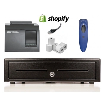 Shopify Bundle No.7 - STAR Network Printer, 2D Socket Bluetooth Scanner, Cash Drawer, Paper