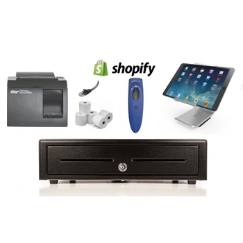 Shopify Bundle No.9 - STAR Network Printer, 2D Socket Bluetooth Scanner, iPad Stand, Cash Drawer, Optional Paper